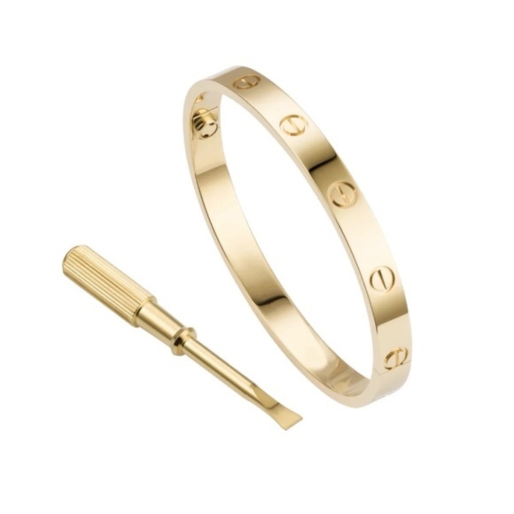 Gold Stainless Steel Screw Cuff Bangle Love Bracelet with Screwdriver